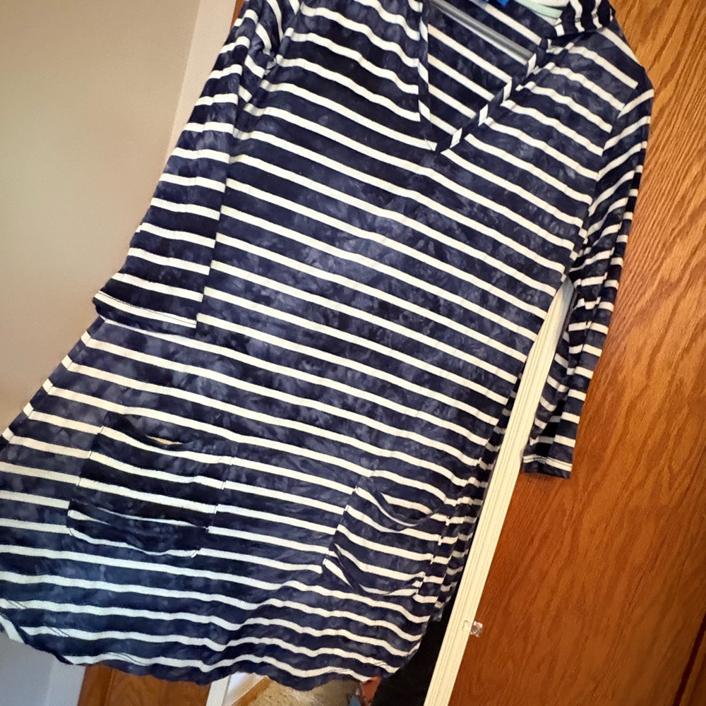Navy and White Striped Swim Coverup